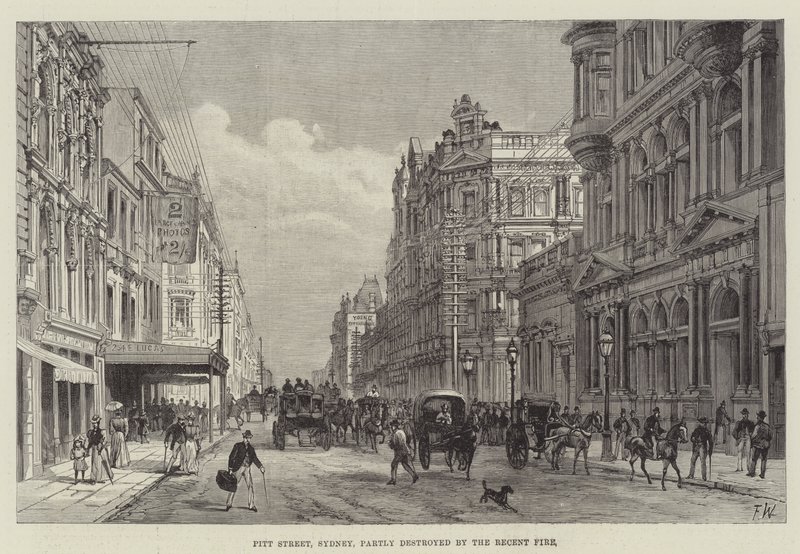 Pitt Street, Sydney, partiellement détruite par le récent incendie - Frank Watkins