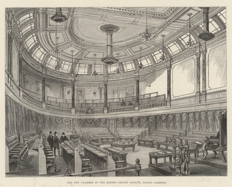 La nouvelle chambre du London County Council, Spring Gardens - Frank Watkins