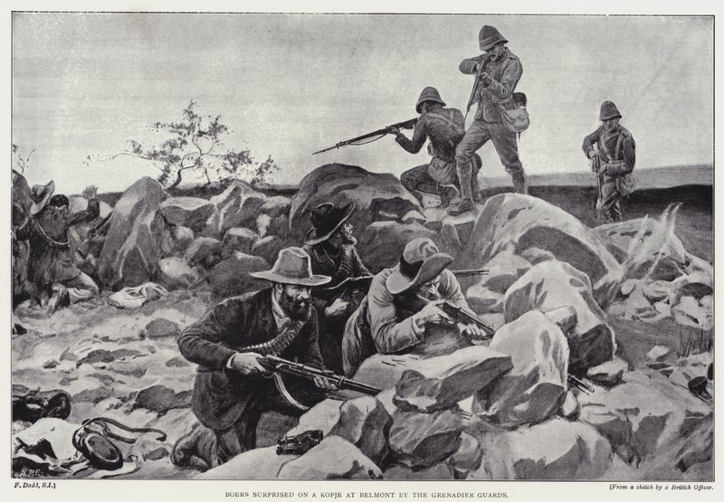 Les Boers surpris sur un kopje à Belmont par les Grenadier Guards - Frank (after) Dadd