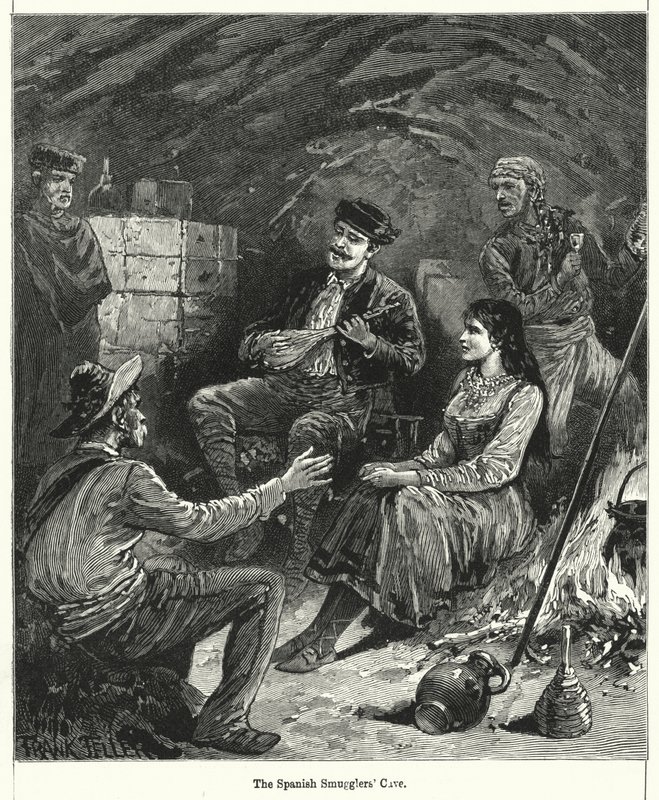 La grotte des contrebandiers espagnols (gravure) - Frank (after) Feller