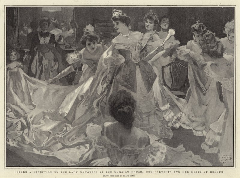 Avant une réception par la Lady Mayoress au Mansion House, sa Seigneurie et ses Demoiselles d