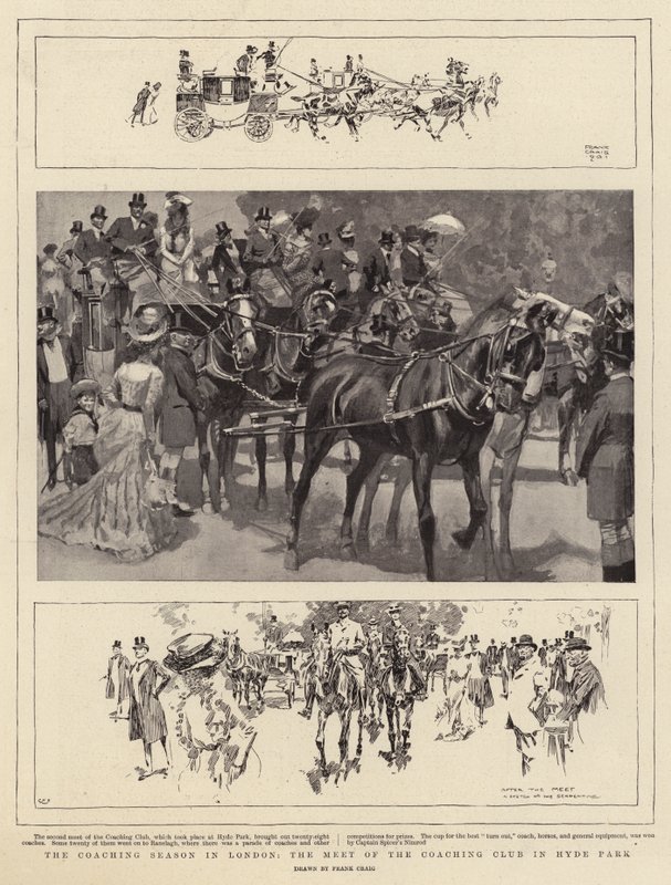La saison des diligences à Londres, le rassemblement du Coaching Club à Hyde Park - Frank Craig