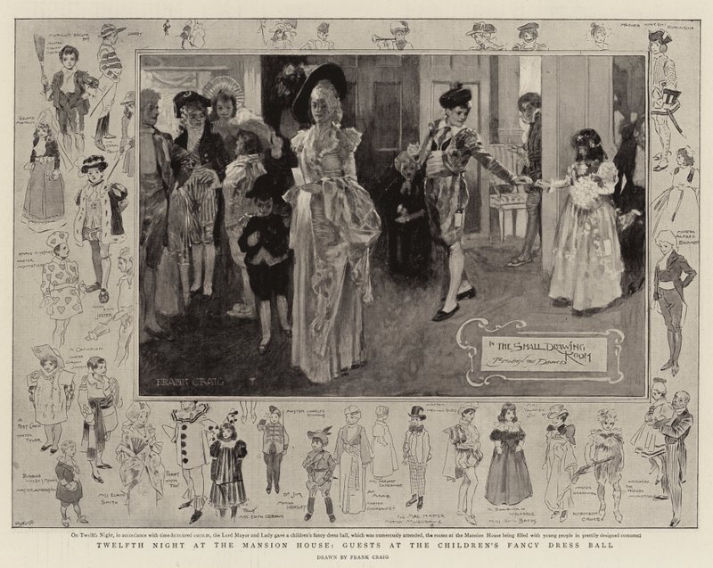 Douzième nuit à la Mansion House, invités au bal costumé pour enfants - Frank Craig