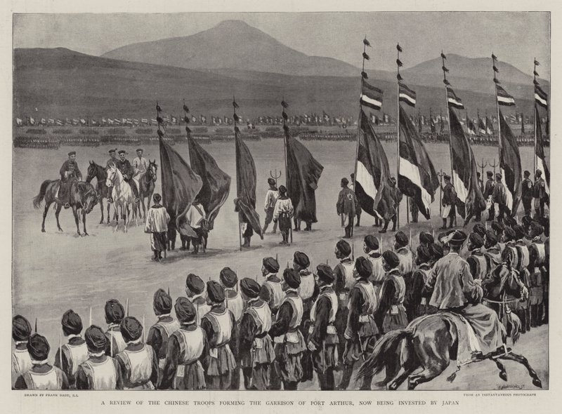 Revue des troupes chinoises formant la garnison de Port Arthur, actuellement investie par le Japon - Frank Dadd