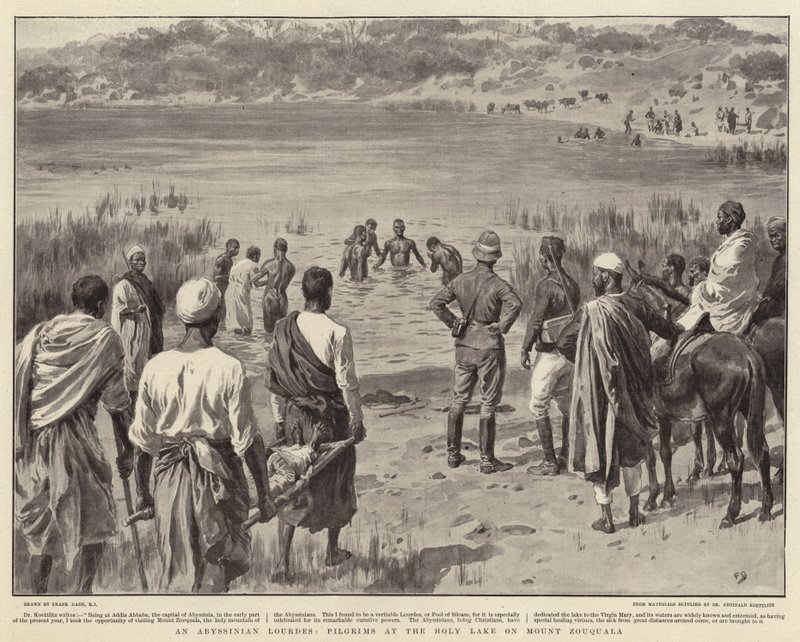 Un Lourdes abyssinien, pèlerins au lac sacré sur le mont Zouquala - Frank Dadd