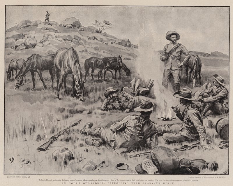 Une heure de repos, patrouillant avec le cheval de Brabant - Frank Dadd