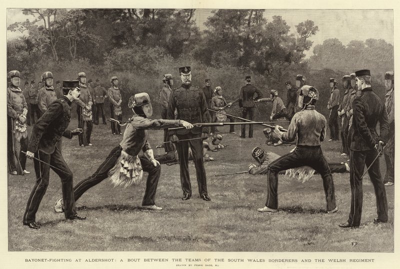 Combat à la baïonnette à Aldershot, un combat entre les équipes des South Wales Borderers et du Welsh Regiment - Frank Dadd