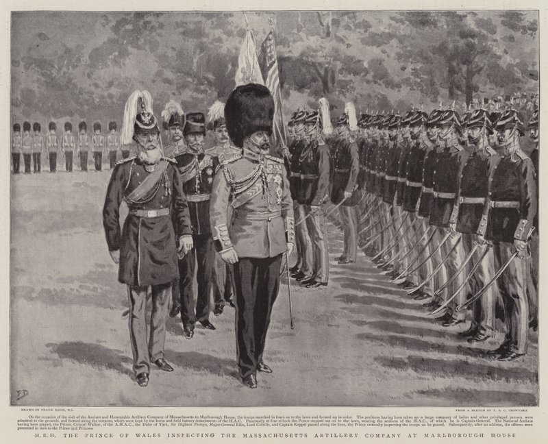 SAR le prince de Galles inspectant la Massachusetts Artillery Company à Marlborough House - Frank Dadd