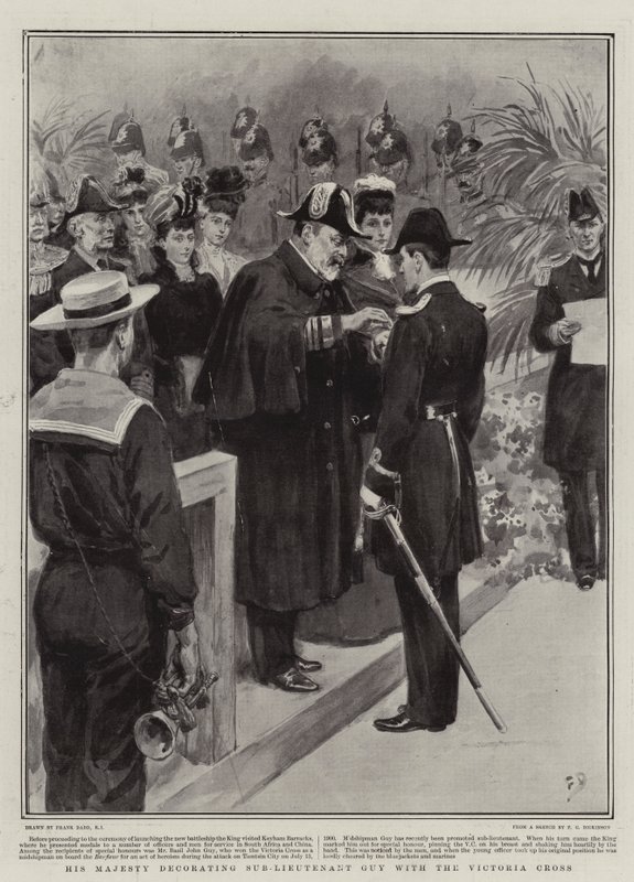 Sa Majesté décorant le sous-lieutenant Guy de la Croix de Victoria - Frank Dadd