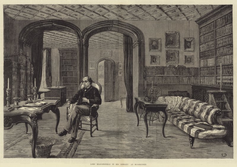 Lord Beaconsfield dans sa bibliothèque à Hughenden - Frank Dadd