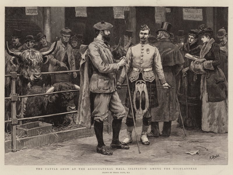 Le Salon du Bétail au Agricultural Hall, Islington, parmi les Highlanders - Frank Dadd