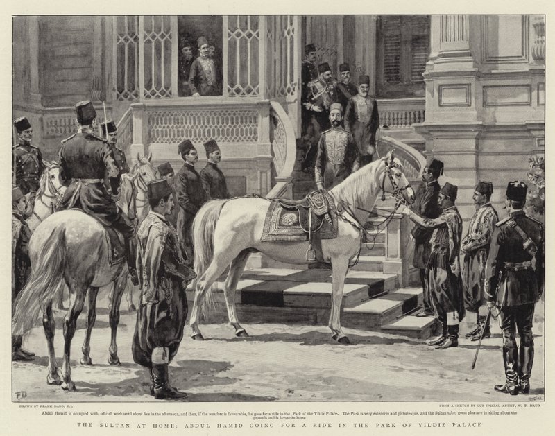Le Sultan chez lui, Abdul Hamid se promenant dans le parc du palais de Yildiz - Frank Dadd
