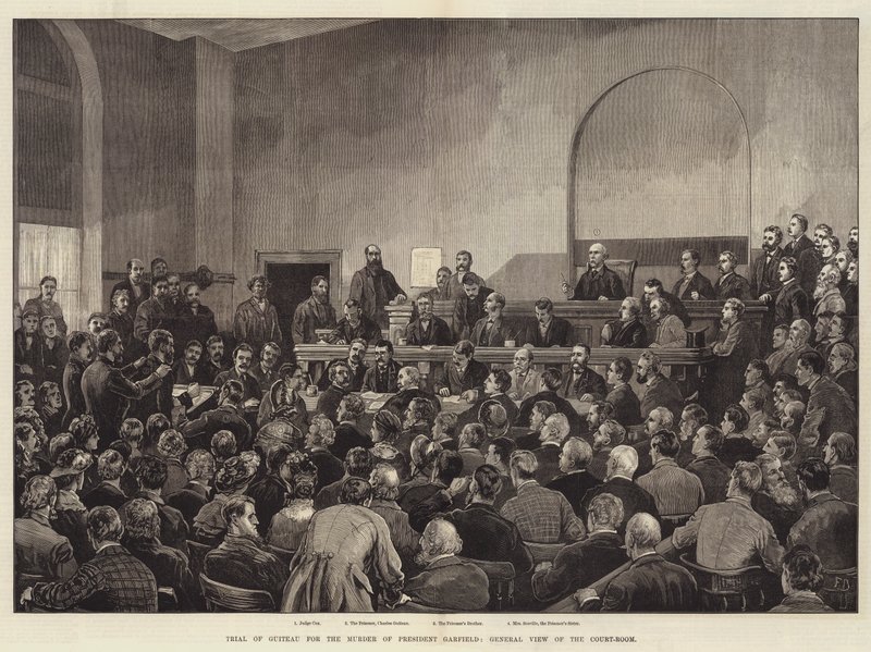 Procès de Guiteau pour le meurtre du président Garfield, vue générale de la salle d