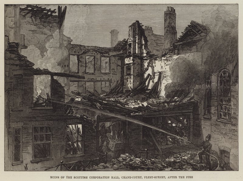 Ruines de la Scottish Corporation Hall, Crane-Court, Fleet-Street, après l