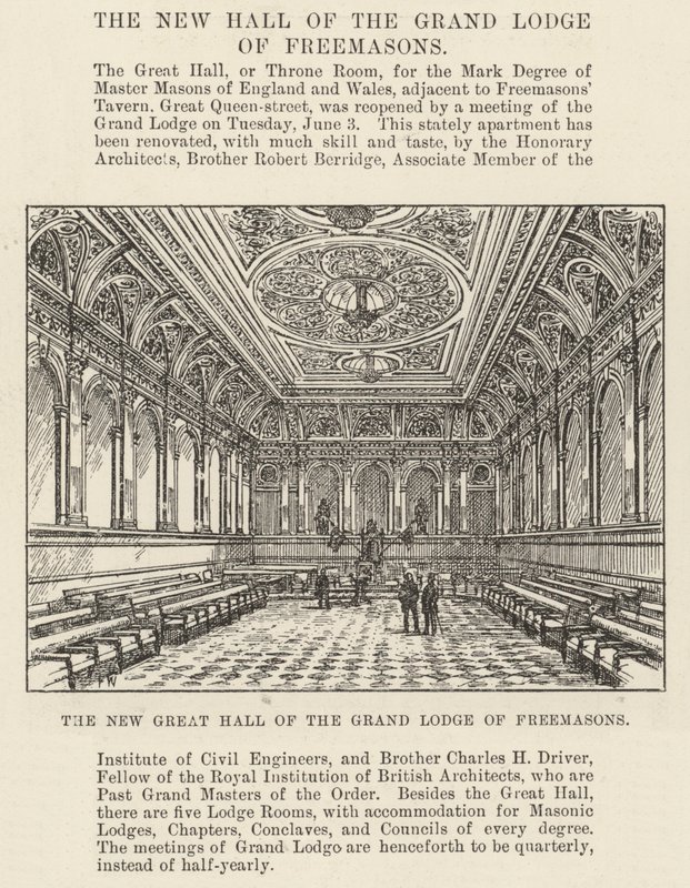 La nouvelle grande salle de la Grande Loge des Francs-Maçons - Frank Watkins