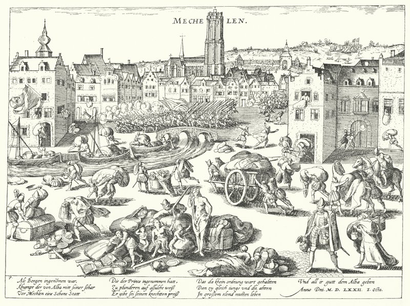 Saccage de Malines par les Espagnols - Franz (after) Hogenberg