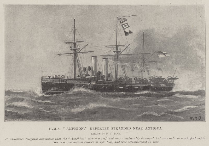 HMS Amphion, signalé échoué près d