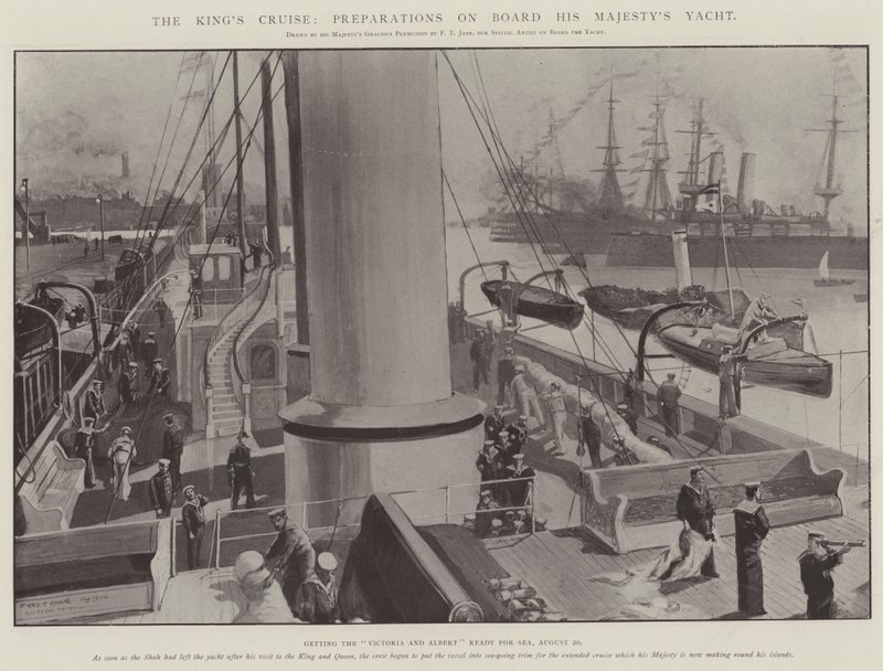 La Croisière du Roi, Préparatifs à Bord du Yacht de Sa Majesté - Fred T. Jane