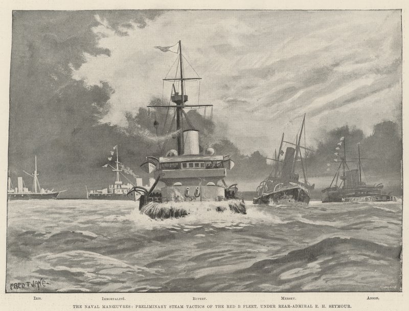 Les manœuvres navales, tactiques préliminaires à vapeur de la flotte rouge B, sous le contre-amiral E H Seymour - Fred T. Jane