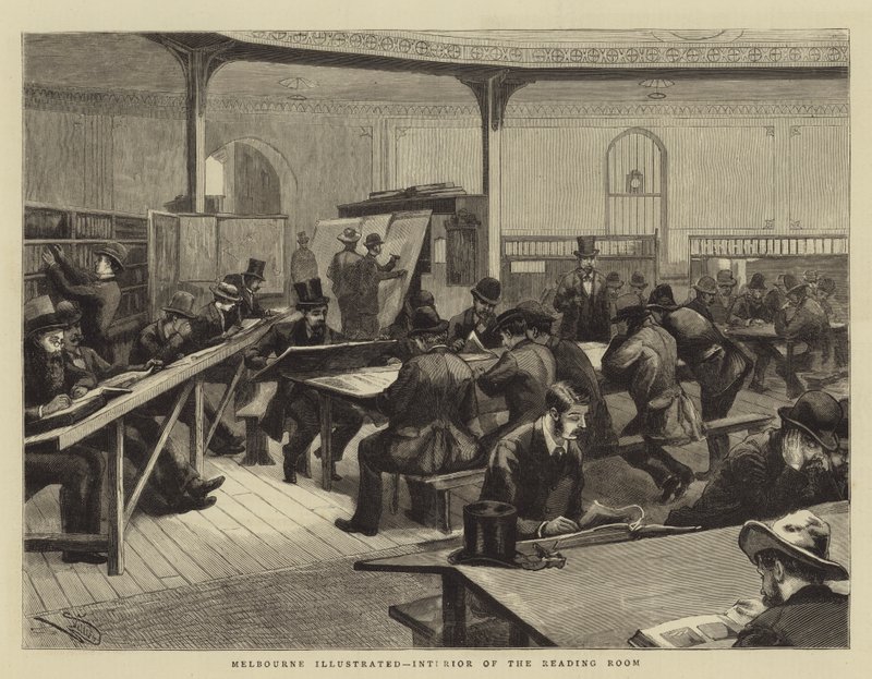 Melbourne Illustré, Intérieur de la Salle de Lecture - Frederic Villiers