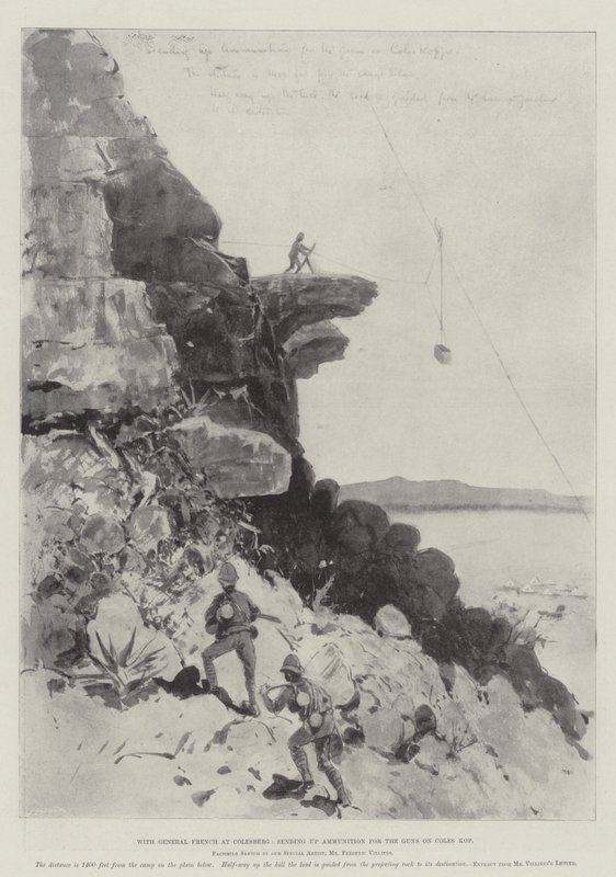 Avec le général French à Colesberg, envoi de munitions pour les canons sur Coles Kop - Frederic Villiers