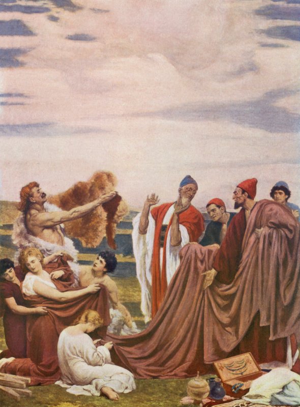 Commerçants phéniciens sur la côte de la Grande-Bretagne (lithographie en couleur) - Frederic (after) Leighton