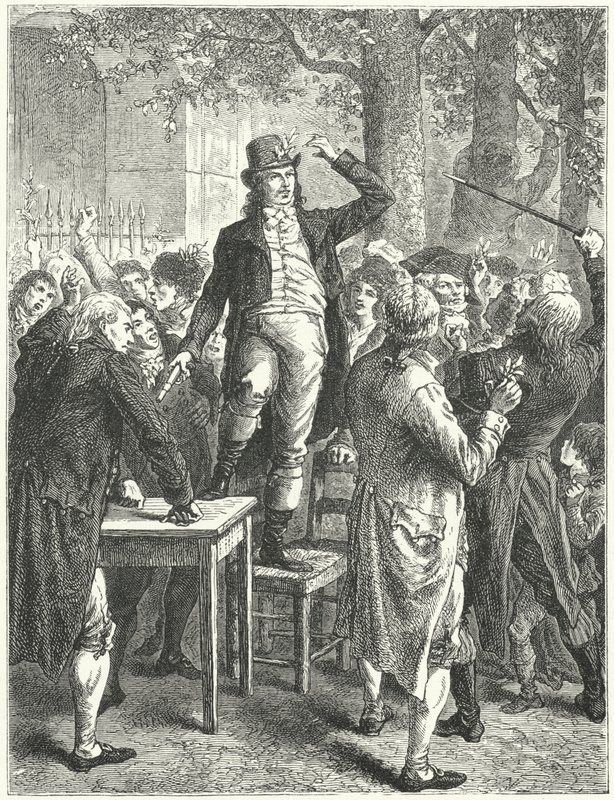 Discours de Camille Desmoulins dans le Jardin du Palais Royal, Paris - Frederic Theodore (after) Lix