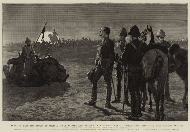 En attendant que la lune se lève, une halte pendant la marche dans le désert de Sir Herbert Stewart de Korti aux puits de Gakdul - Frederic Villiers