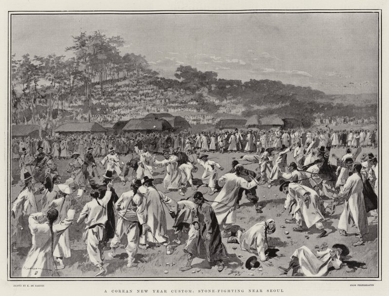 Une coutume du Nouvel An coréen, combat de pierres près de Séoul - Frederic de Haenen