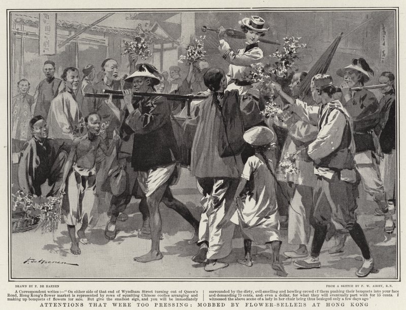 Des attentions trop pressantes, assailli par des vendeurs de fleurs à Hong Kong - Frederic de Haenen
