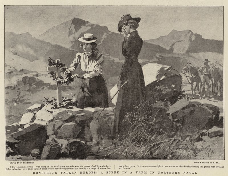 Hommage aux héros tombés, une scène dans une ferme au nord du Natal - Frederic de Haenen