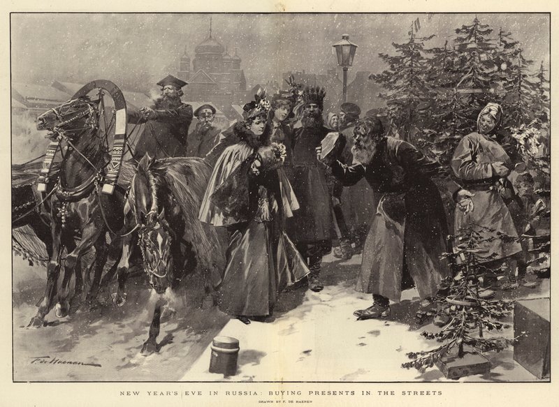 Réveillon du Nouvel An en Russie, achat de cadeaux dans les rues - Frederic de Haenen