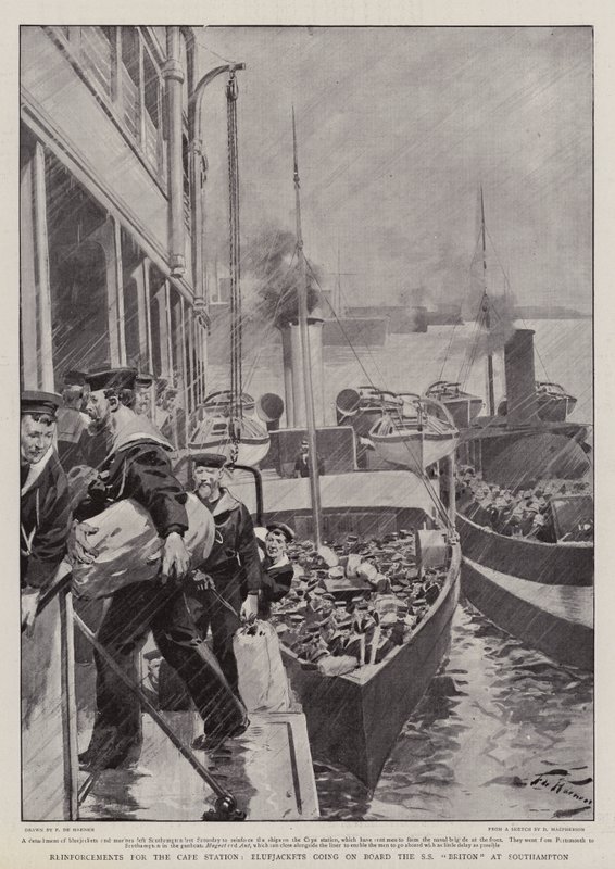 Renforts pour la station du Cap, marins embarquant à bord du SS Briton à Southampton - Frederic de Haenen