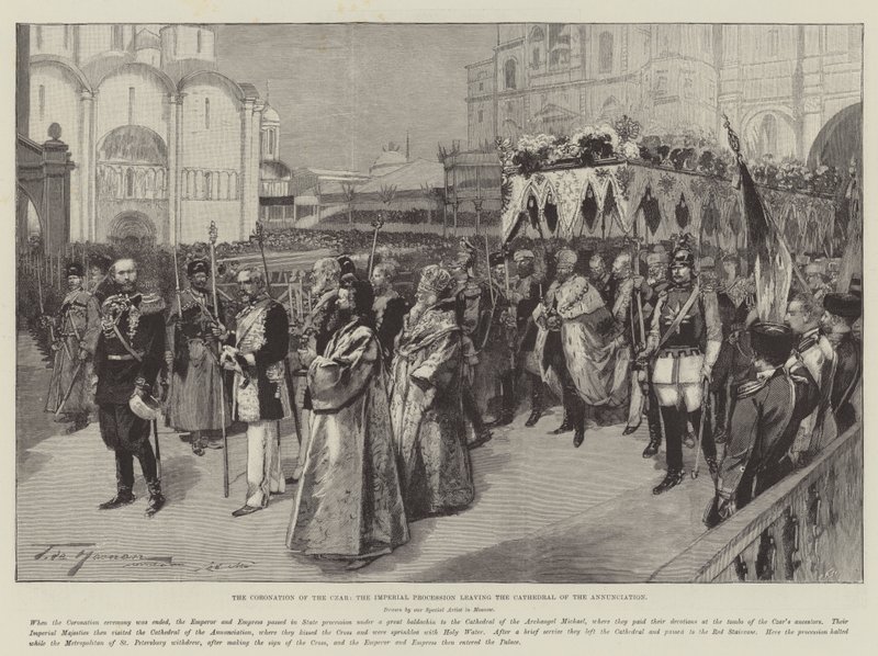 Le Couronnement du Tsar, la Procession Impériale quittant la Cathédrale de l