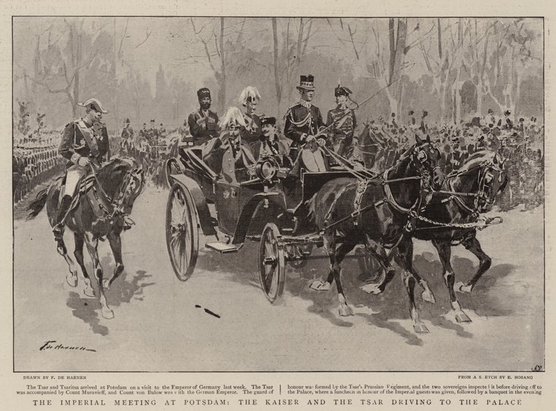 La rencontre impériale à Potsdam, le Kaiser et le Tsar se rendant au palais - Frederic de Haenen