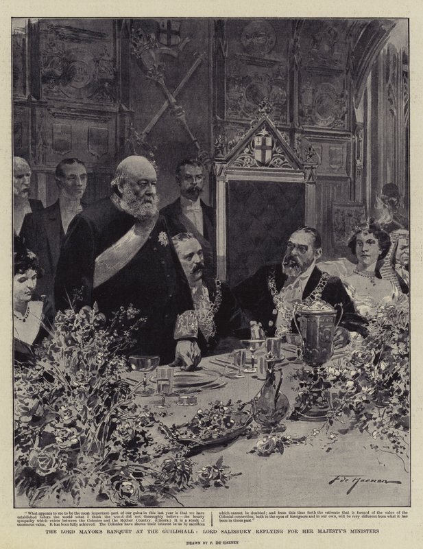 Le banquet du Lord Maire à Guildhall, Lord Salisbury répondant pour les ministres de Sa Majesté - Frederic de Haenen
