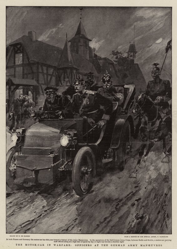 La voiture dans la guerre, officiers aux manœuvres de l