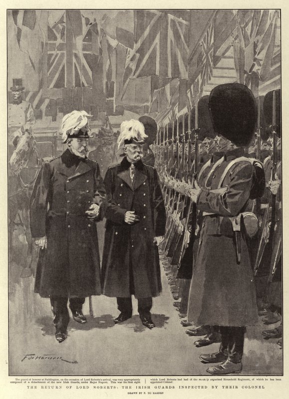 Le retour de Lord Roberts, les Irish Guards inspectés par leur colonel - Frederic de Haenen