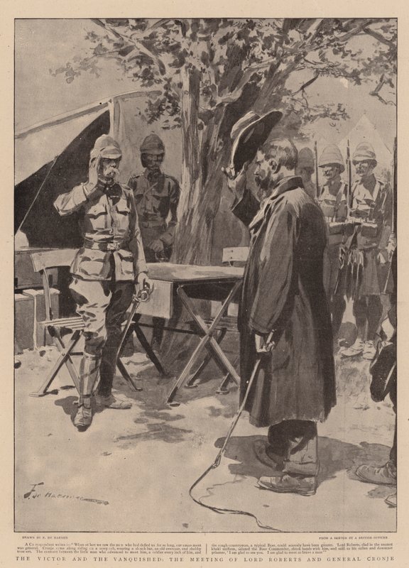 Le vainqueur et le vaincu, la rencontre de Lord Roberts et du général Cronje - Frederic de Haenen