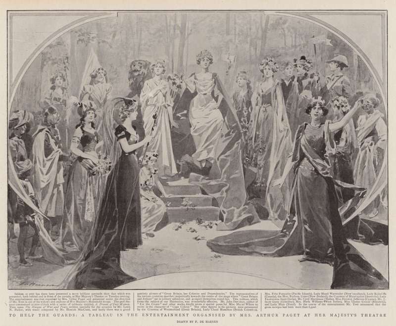 Pour aider les gardes, un tableau dans le divertissement organisé par Mme Arthur Paget au théâtre de Sa Majesté - Frederic de Haenen