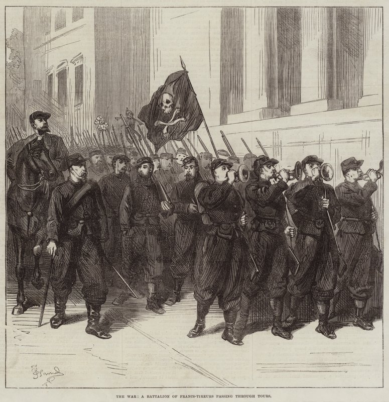 La guerre, un bataillon de Francs-Tireurs passant par Tours - Frederick Barnard