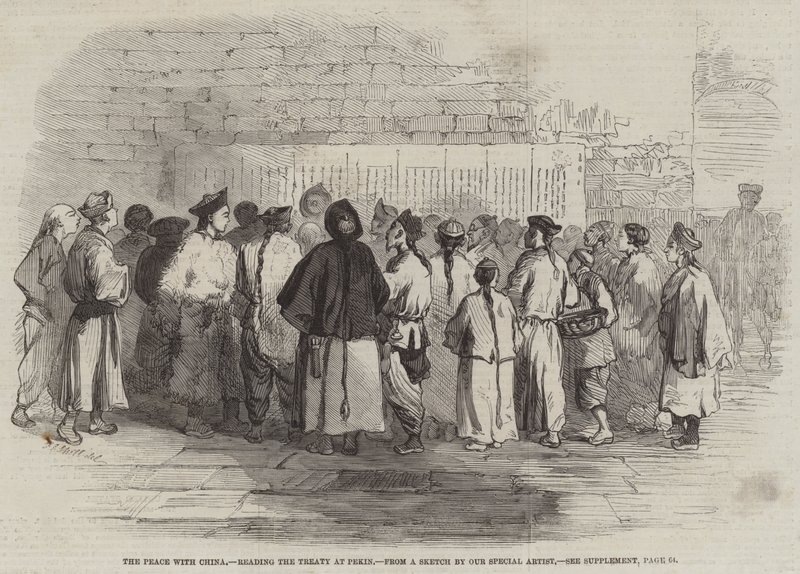 La paix avec la Chine, lecture du traité à Pékin - Frederick John Skill