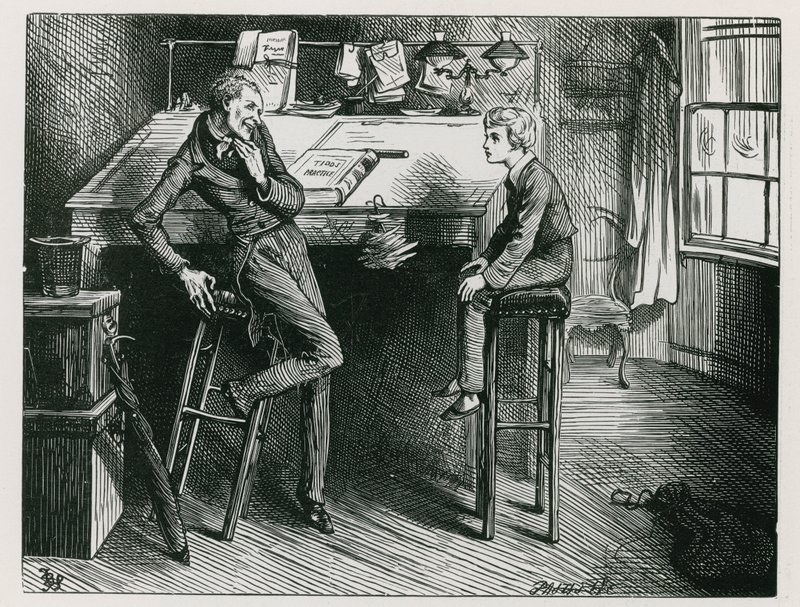 Uriah Heep et David Copperfield dans le bureau de M. Wickfield - Frederick (after) Barnard