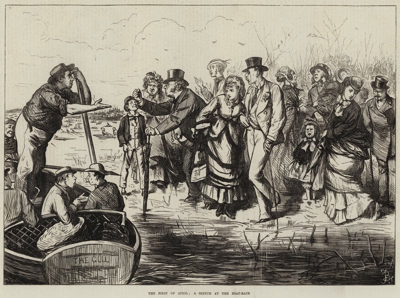 Le premier avril, une esquisse à la course de bateaux - Frederick Barnard