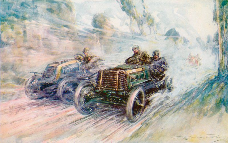 Un conducteur britannique, Charles Jarrott, remporte le Circuit des Ardennes 1902 avec la célèbre "70" Panhard - Frederick Gordon (after) Crosby