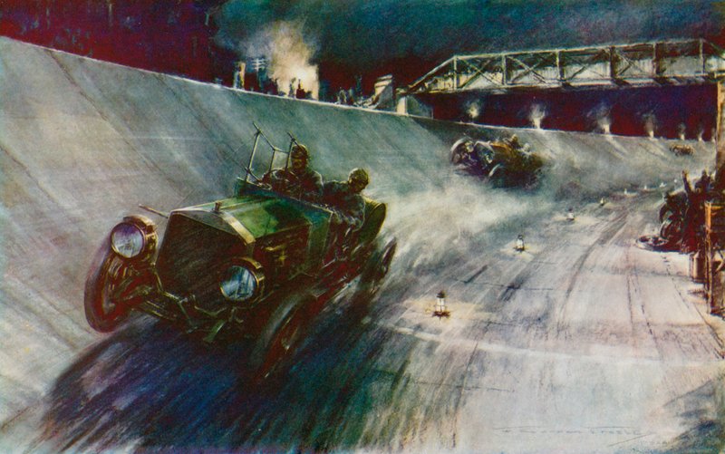 En 1907, S F Edge, conduisant la Napier seul, a réussi à maintenir 60 mph pendant 24 heures, le premier record sur la nouvelle piste de Brooklands - Frederick Gordon (after) Crosby