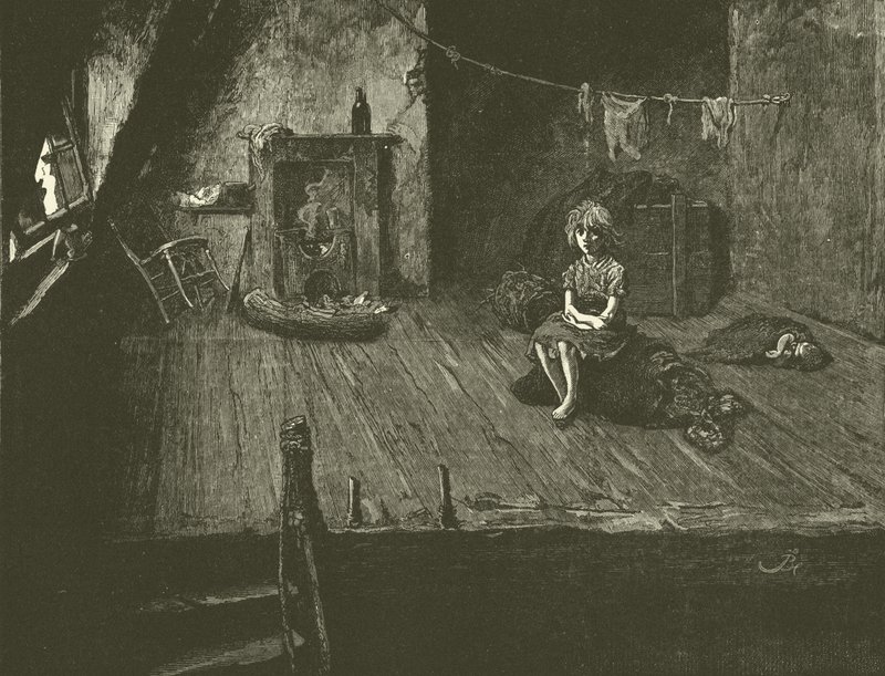 Enfants pauvres dans un grenier - Frederick L. Bernard