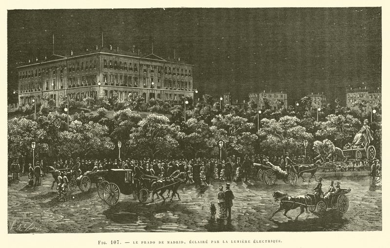 Le Prado de Madrid, éclairé par la lumière électrique - French School