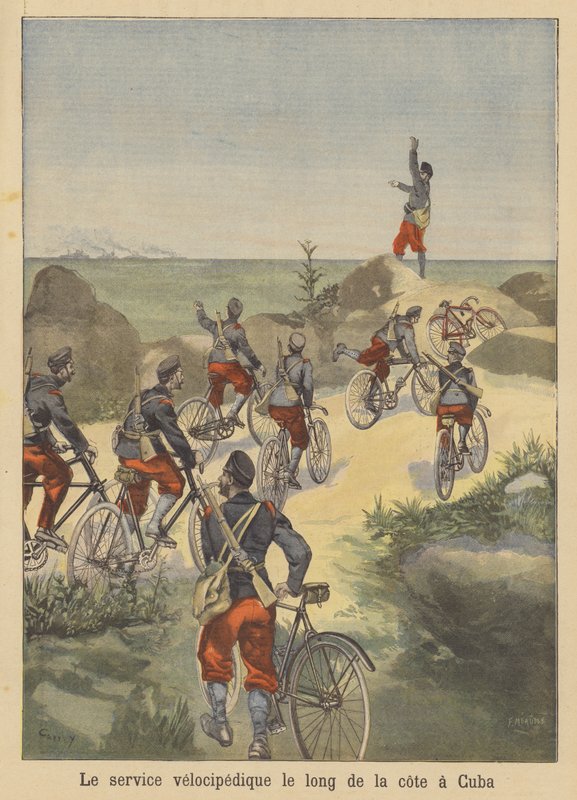 Troupes cyclistes espagnoles sur la côte cubaine pendant la guerre hispano-américaine - French School