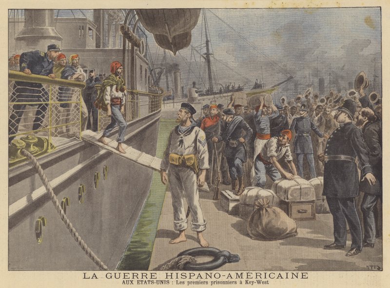 La guerre hispano-américaine : les premiers prisonniers de guerre espagnols arrivant à Key West - French School